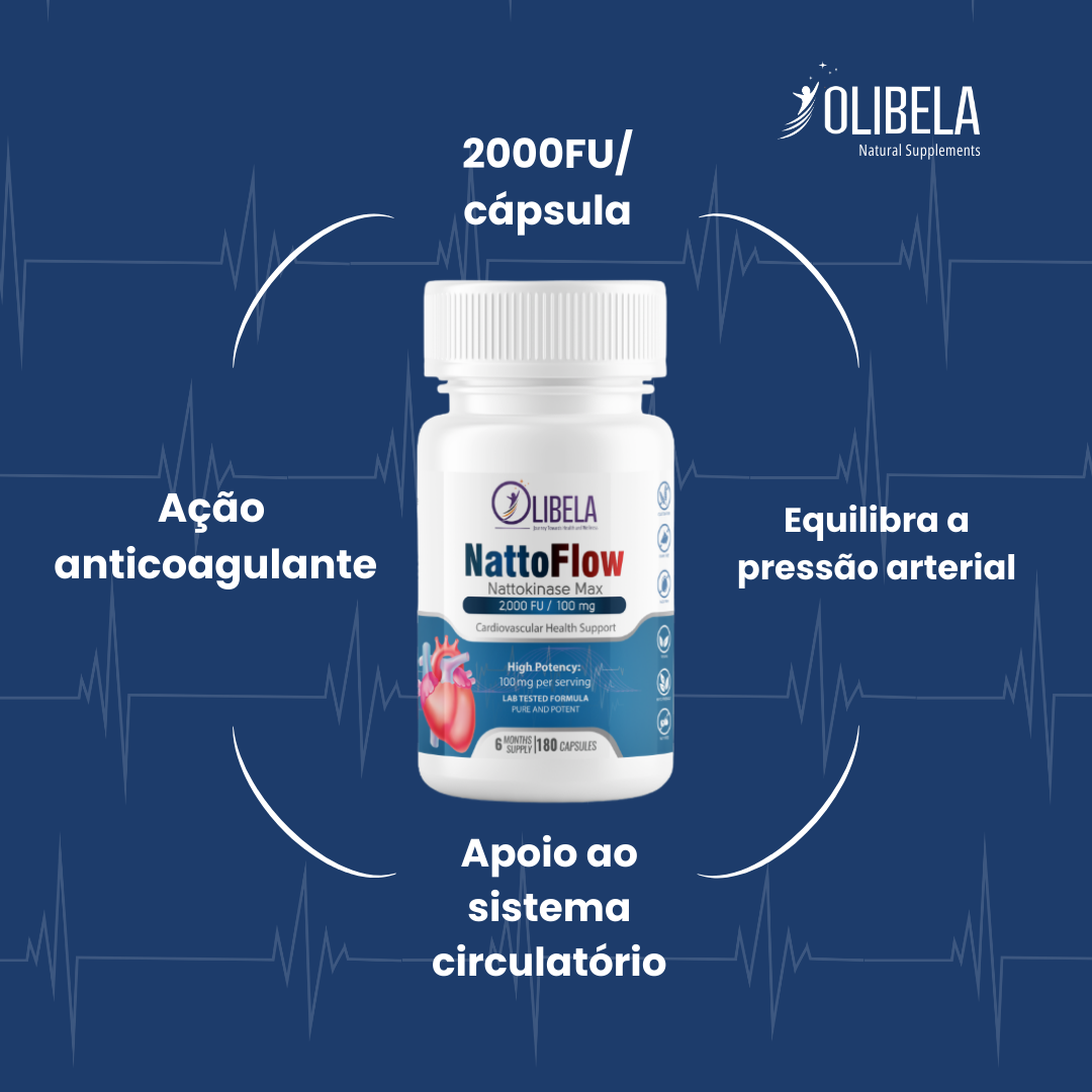 Olibela Nattokinase 2.000 UF 100mg – Suplemento para Saúde Cardiovascular e Circulação Sanguínea
