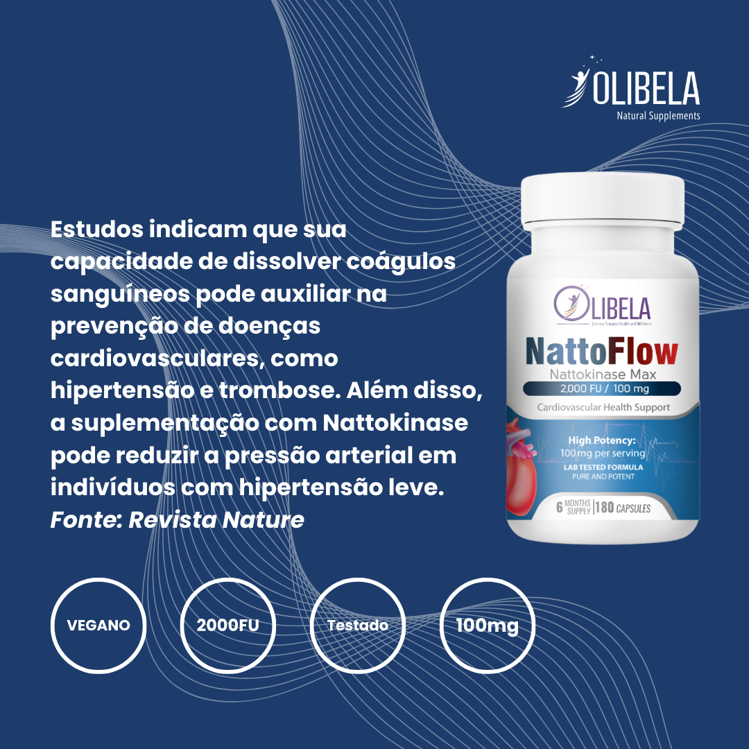 Olibela Nattokinase 2.000 UF 100mg – Suplemento para Saúde Cardiovascular e Circulação Sanguínea