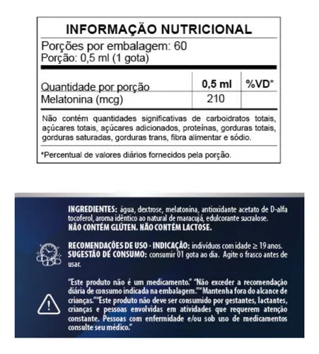 Melatonina em gotas 30ml sabor maracujá