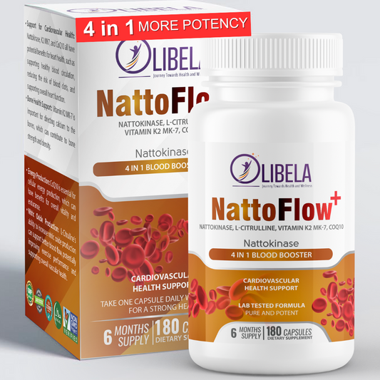 Olibela NattoFlow+ 4 em 1: Suplemento Avançado para Saúde Cardiovascular, Circulação e Energia
